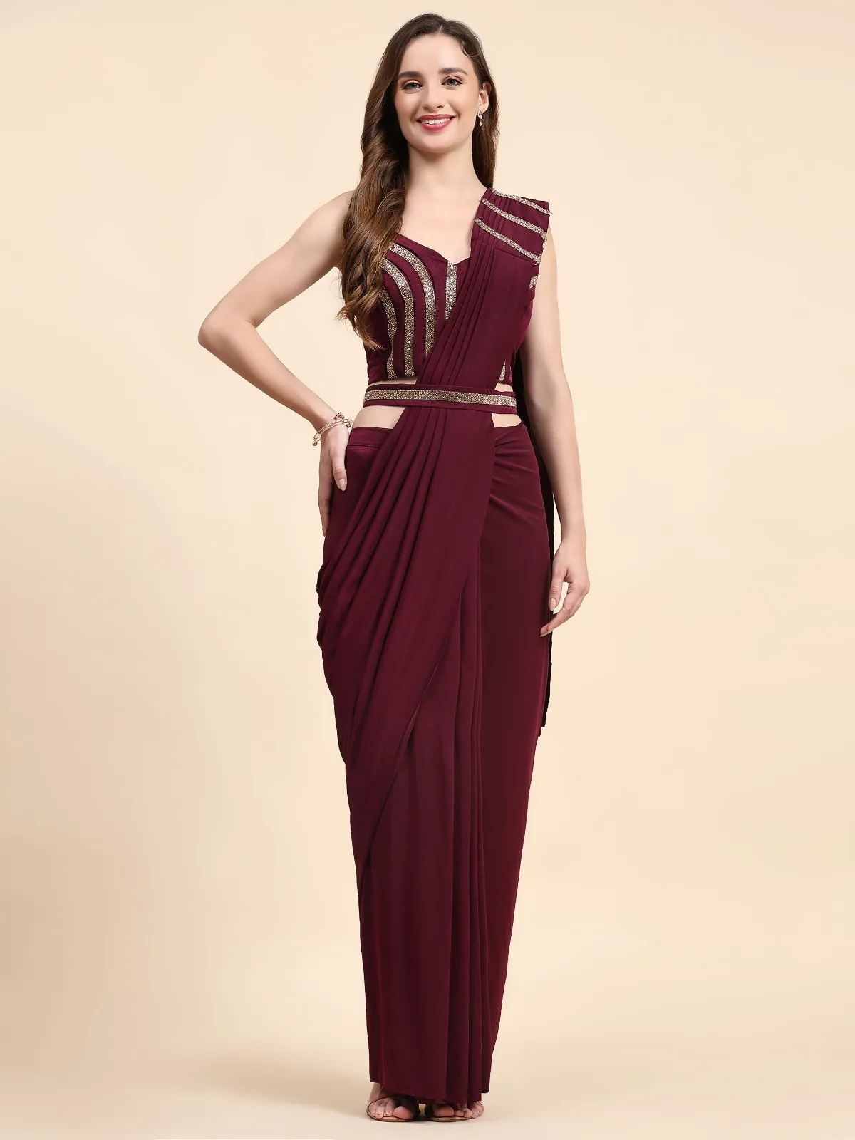 Ready To Wear Saree With Stitched Heavy Embroidery Blouse Ethnic Saree