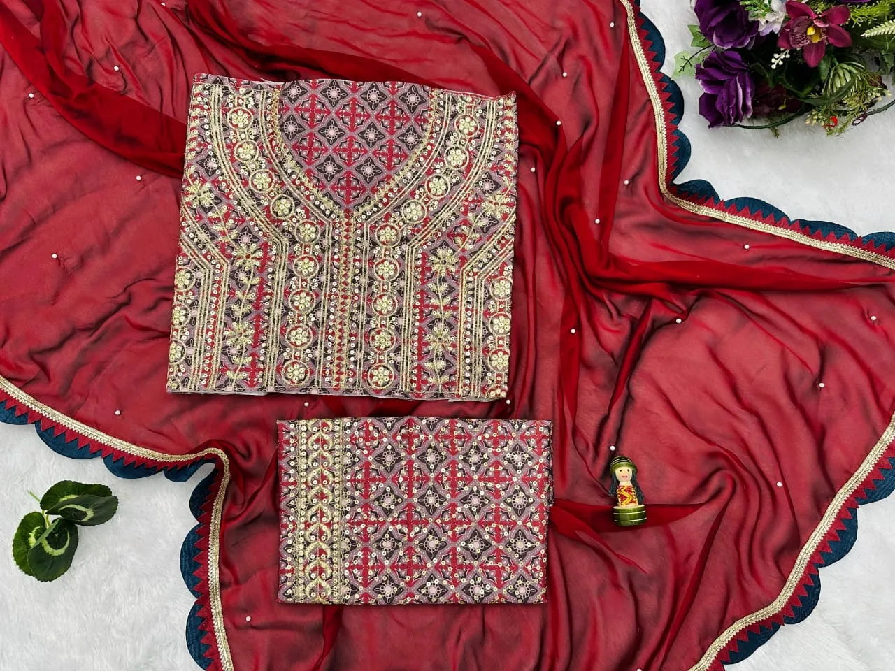 Shraddha Kapoor Saree Dark Red Color Ethnic Saree With Heavy Embroidery Worked Blouse Valentines Special Saree Bollywood Saree