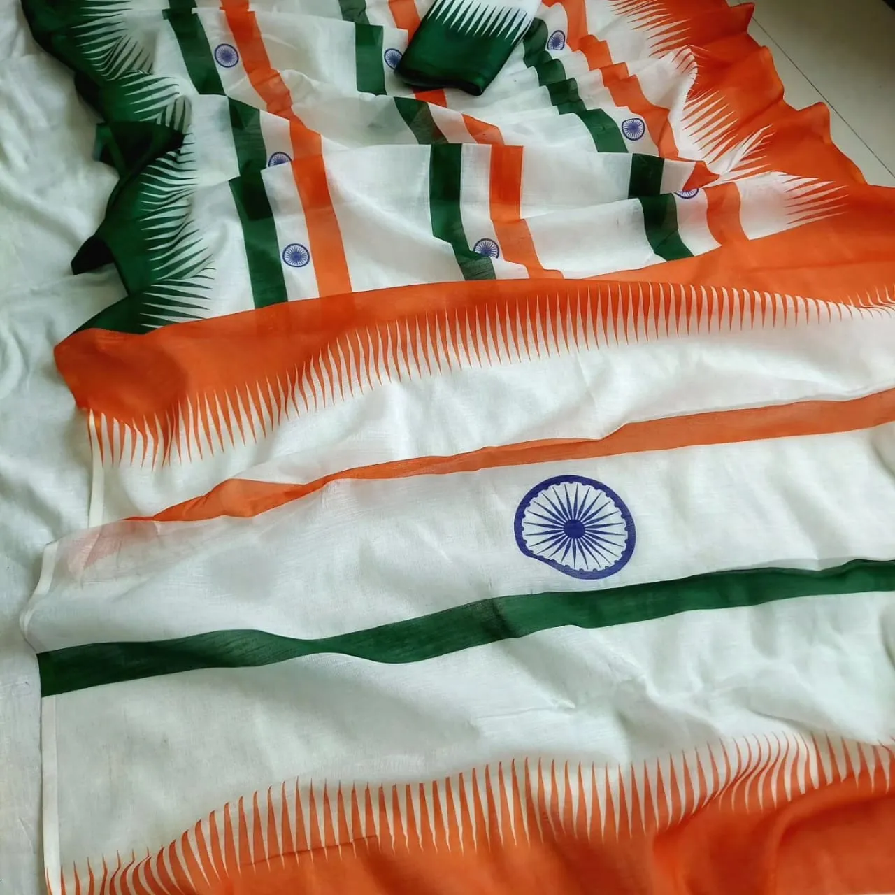 Special Republic Day Tiranga Indian Flag Printed Saree For 26Th January Ethnic Saree