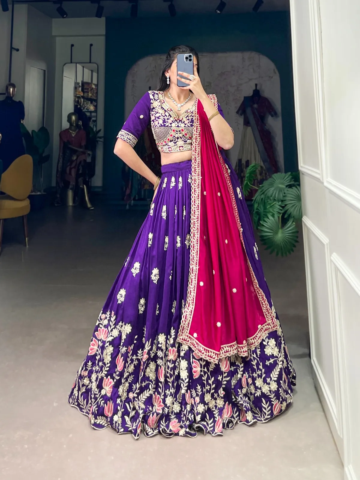 Stylish Purple Color Designer Wedding Wear Lehenga Choli Ethnic Wear