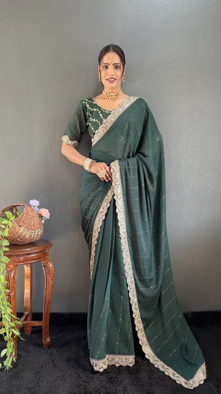 Swarovski Work Ready To Wear Ethnic Saree Wedding Wear Designs in saree