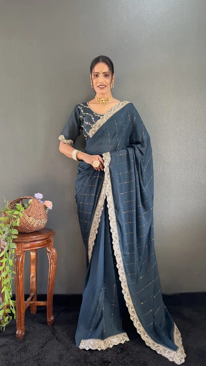 Swarovski Work Ready To Wear Ethnic Saree Wedding Wear Designs in saree