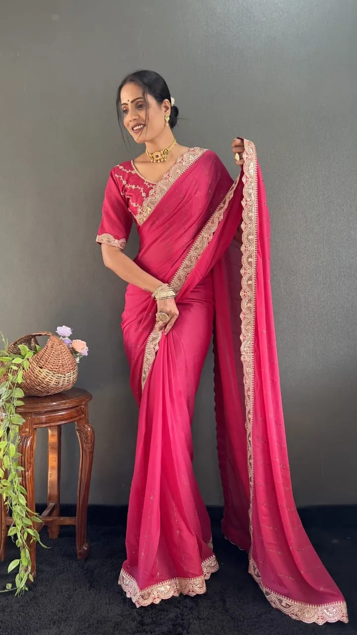 Swarovski Work Ready To Wear Ethnic Saree Wedding Wear Designs in saree