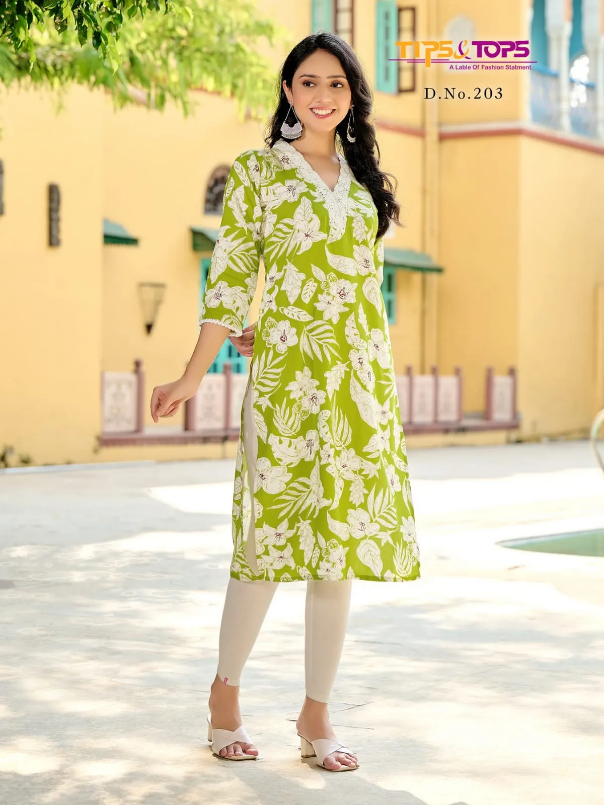 Tips Tops Viana Vol 02 Heavy Rayon Kurti With V Neck Design - Image 4
