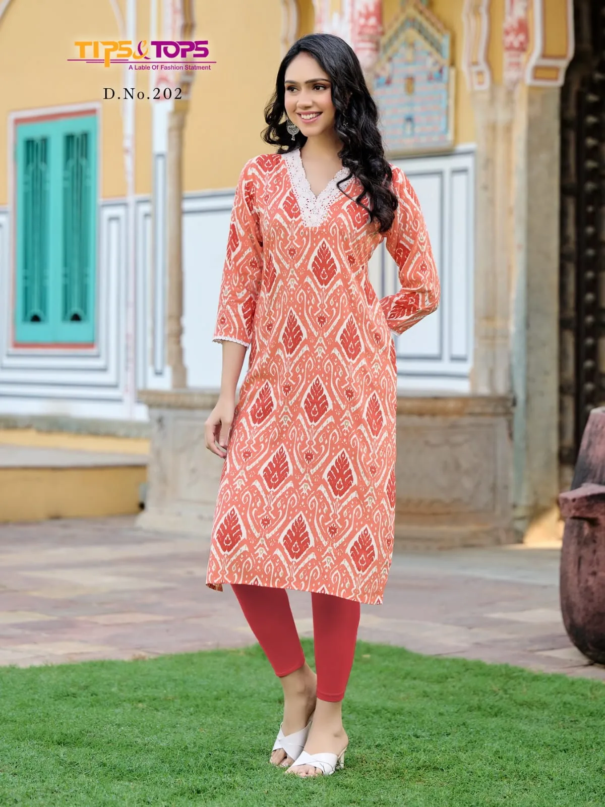 Tips Tops Viana Vol 02 Heavy Rayon Kurti With V Neck Design - Image 6