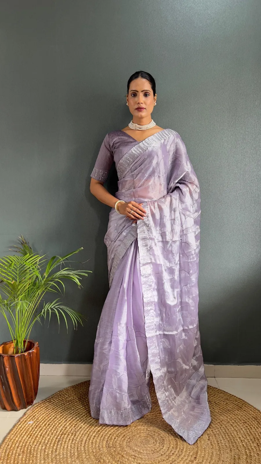 Trending Burburry Silk Border Ready To Wear Saree