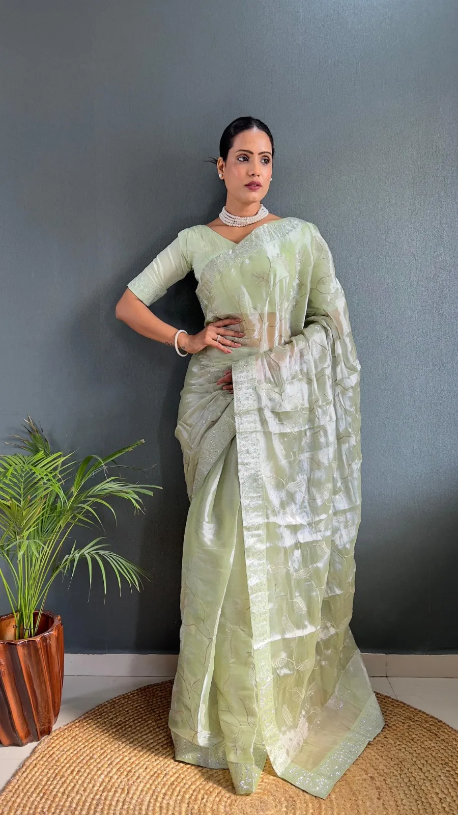 Trending Burburry Silk Border Ready To Wear Saree