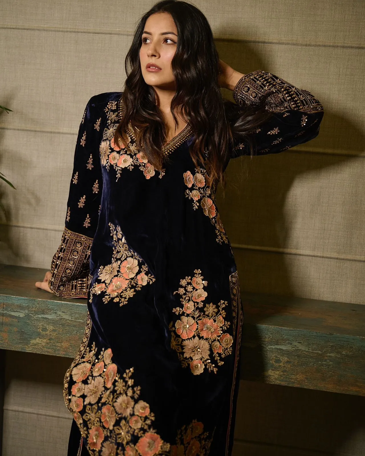 Viscose Velvet Royal Blue Suit Wore By Shehnaaz Gill Trending Velvet Suit
