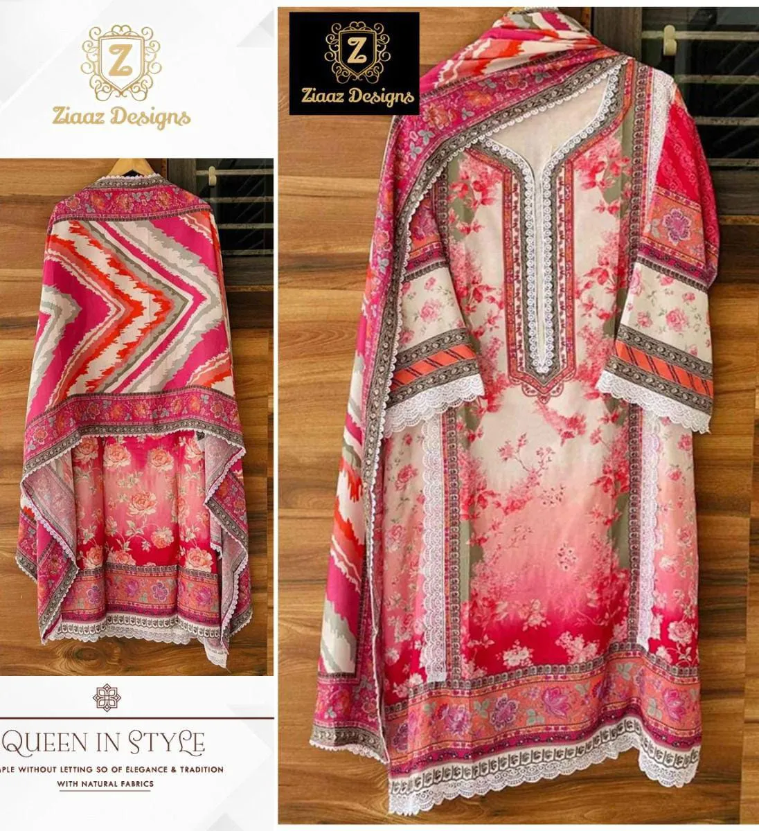Ziaaz Designs 626 Muslin Printed Pakistani Style Ethnic Suit