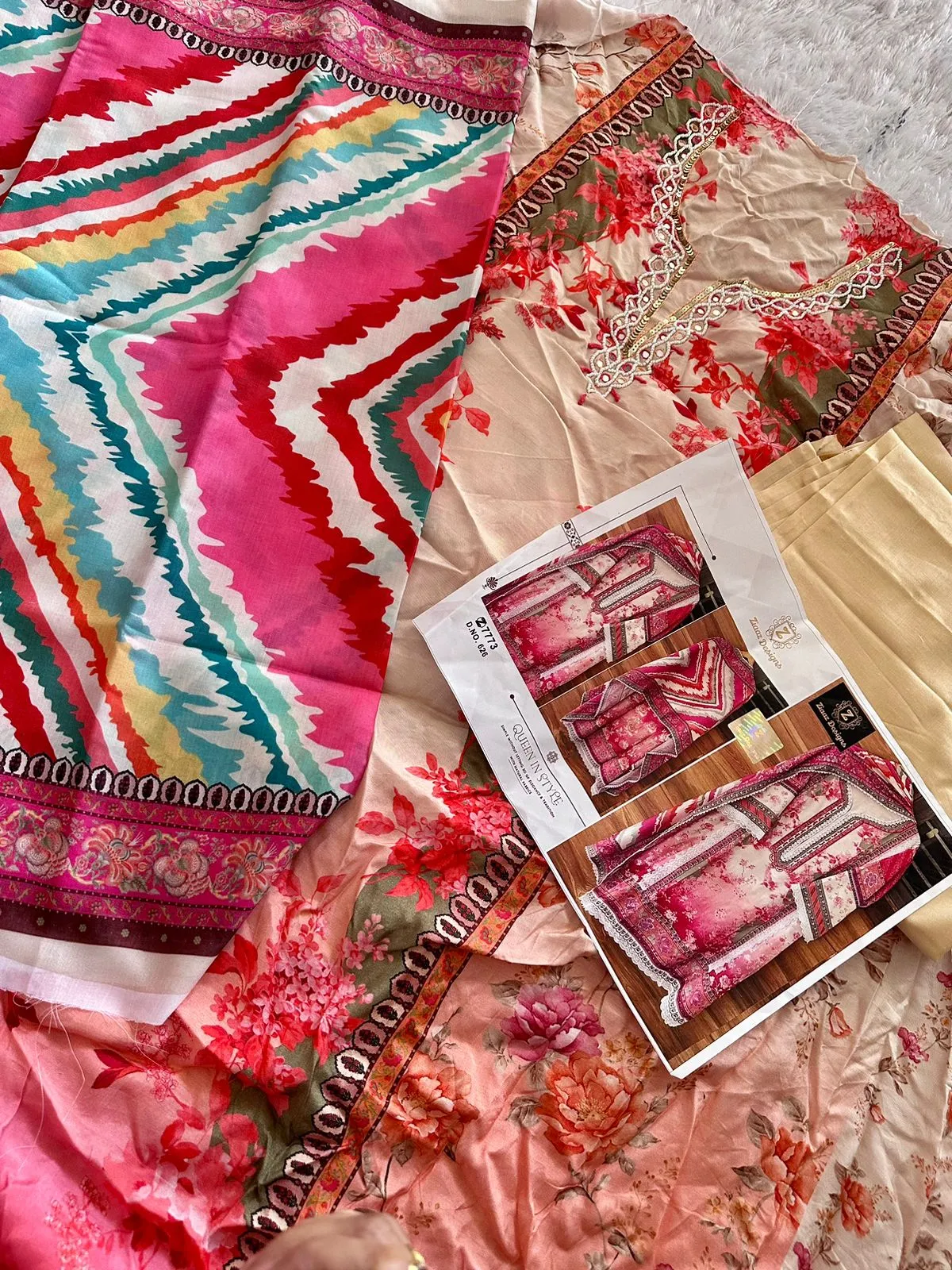 Ziaaz Designs 626 Muslin Printed Pakistani Style Ethnic Suit
