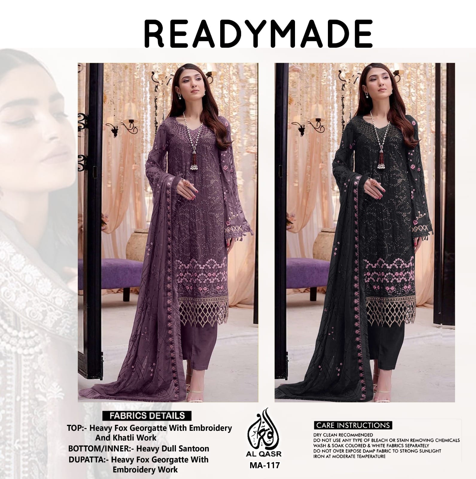 AL-QASR MA117 Readymade Georgette Pakistani Dress Wholesale