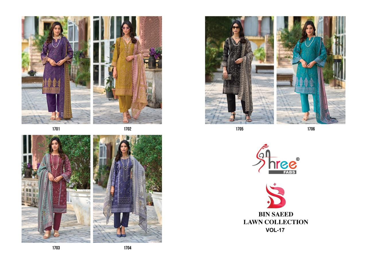 BIN SAEED LAWN COLLECTION VOL-17 Cotton Pakistani Suit Wholesale