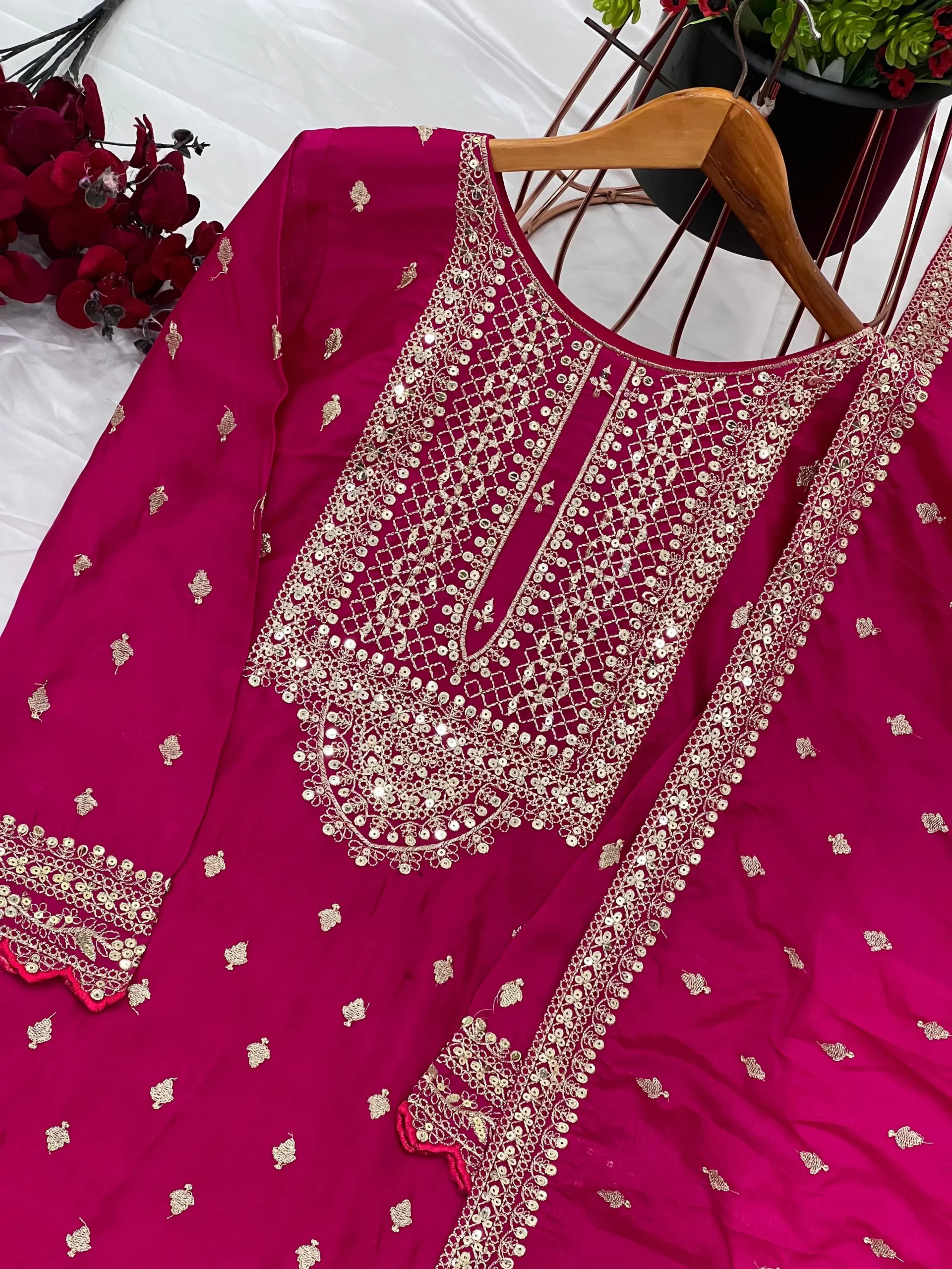Beautiful Red Sharara Salwar Set With Hevvy Embroidery