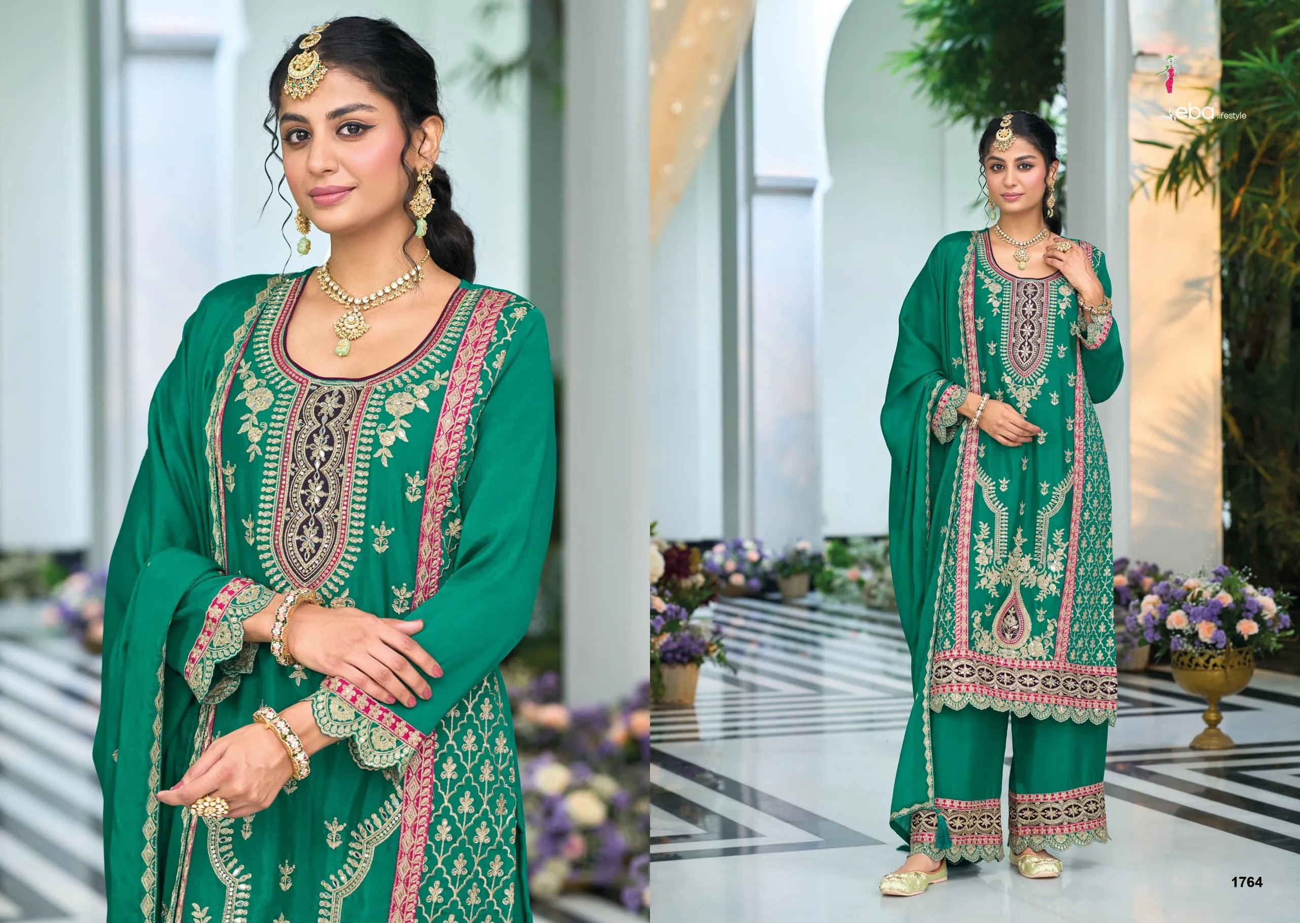 Eba Zohra Heavy Chinon Pakistani Plazzo Suit