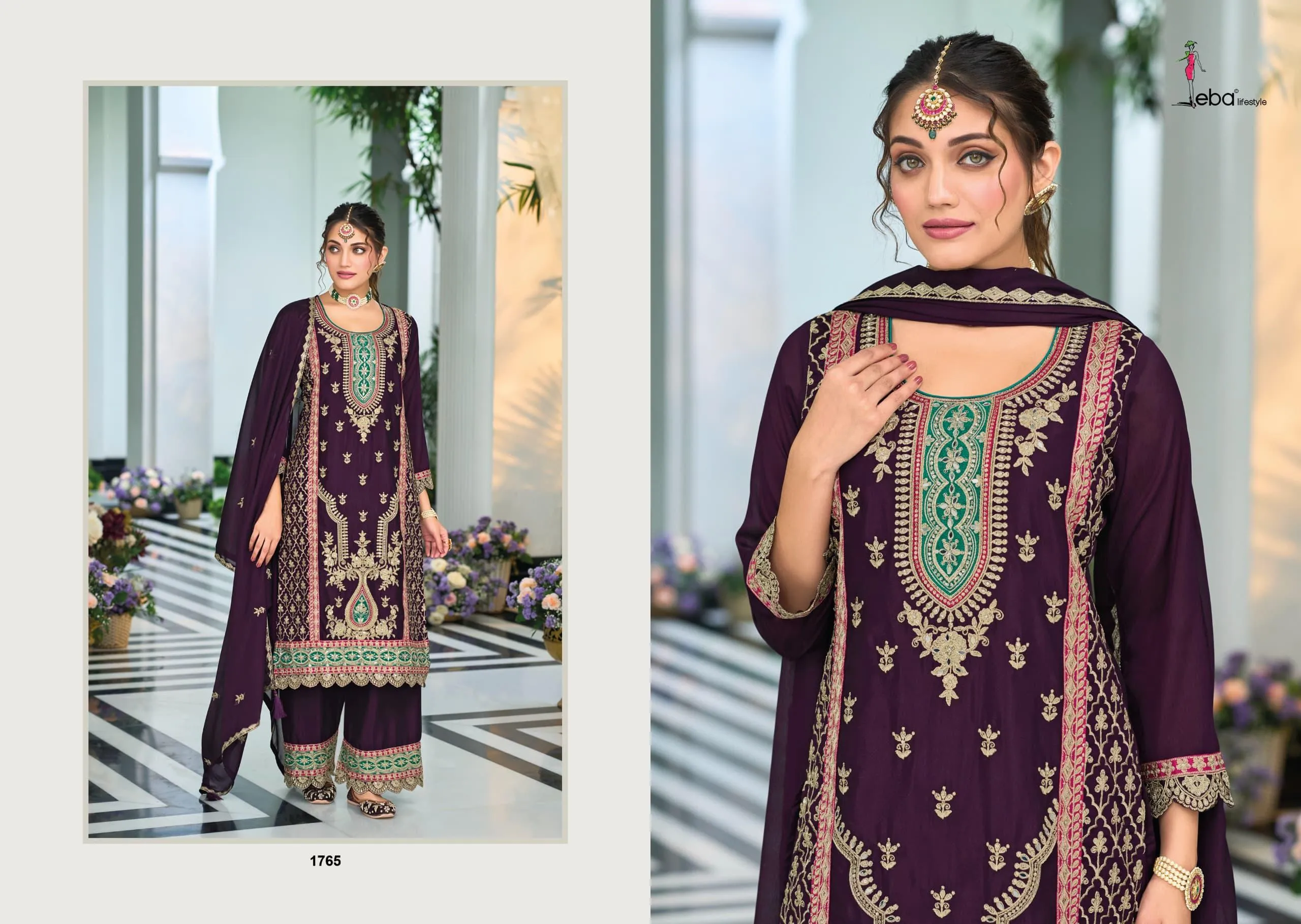 Eba Zohra Heavy Chinon Pakistani Plazzo Suit