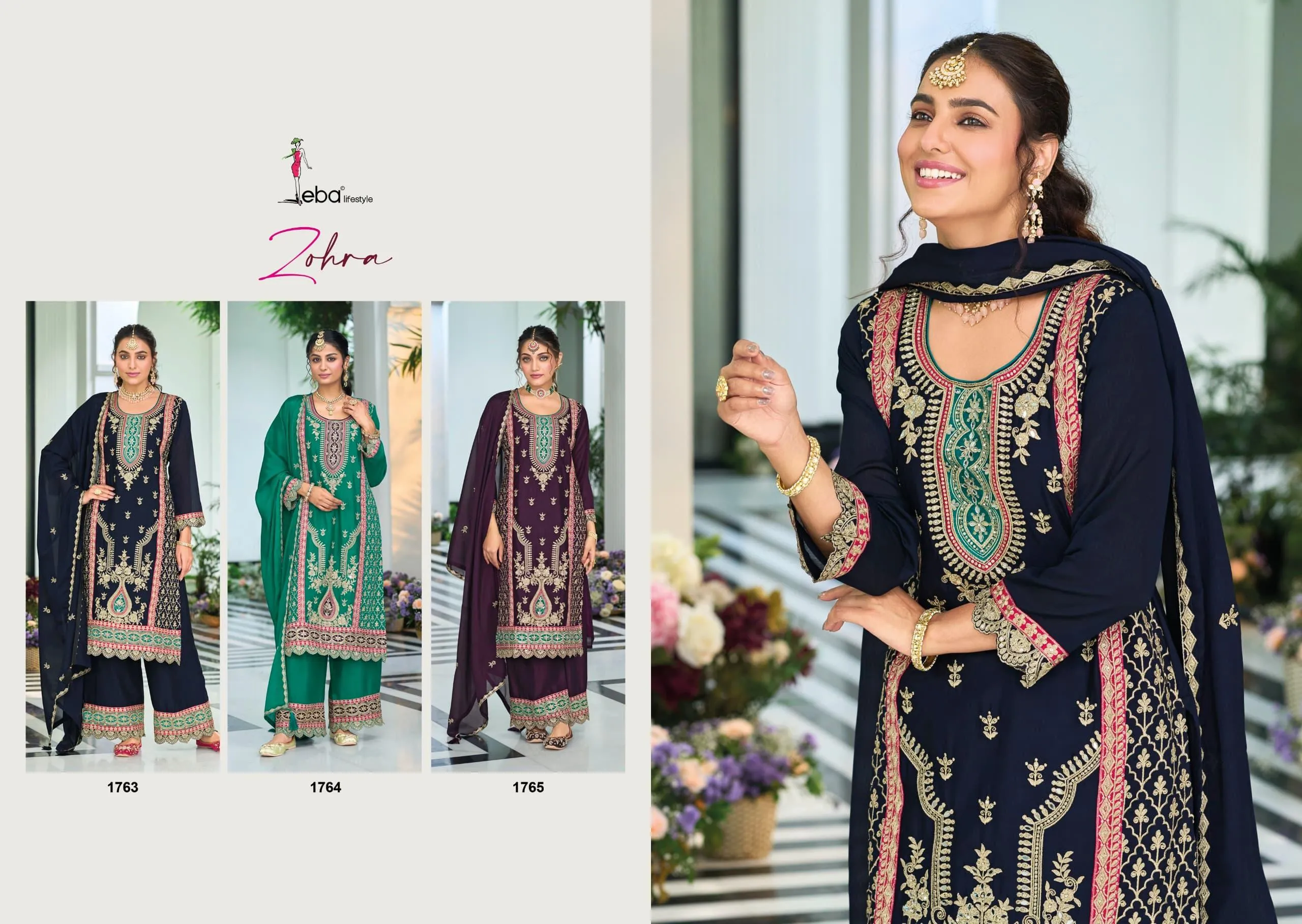 Eba Zohra Heavy Chinon Pakistani Plazzo Suit