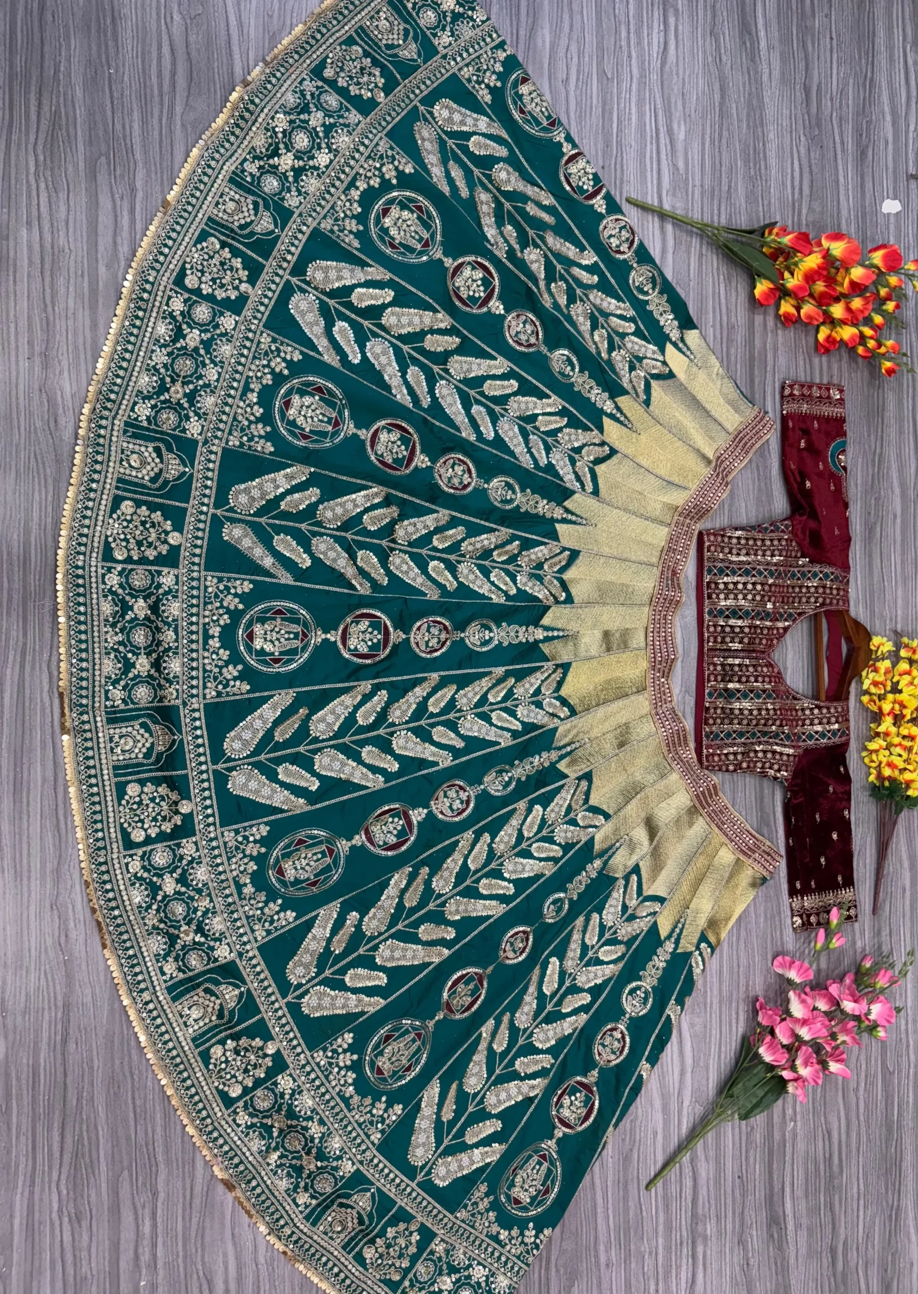 Embellished Green Bollywood Silk Lehenga Choli With Heavy Embroidery And Sequince Work