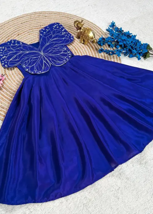 Kids Butterfly Embroidered Gown Girls Wear