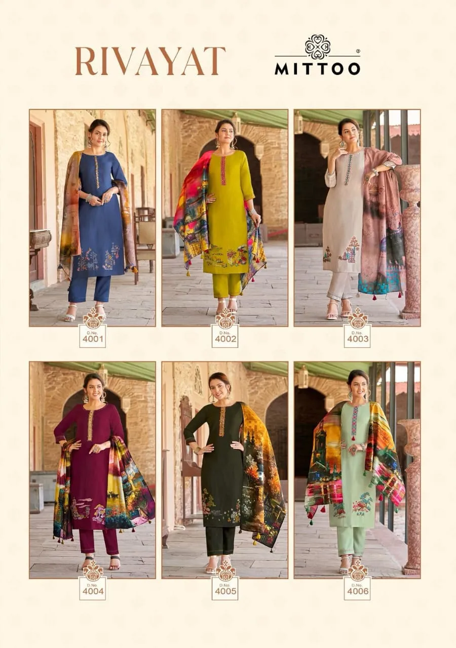 Mitto Rivayat Wholesale 3 Piece kurti Set