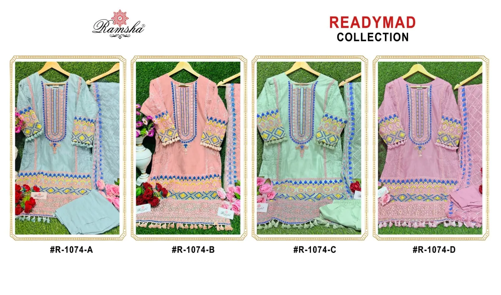 RAMSHA R-1074 Organza Readymade Pakistani Dress For Eid
