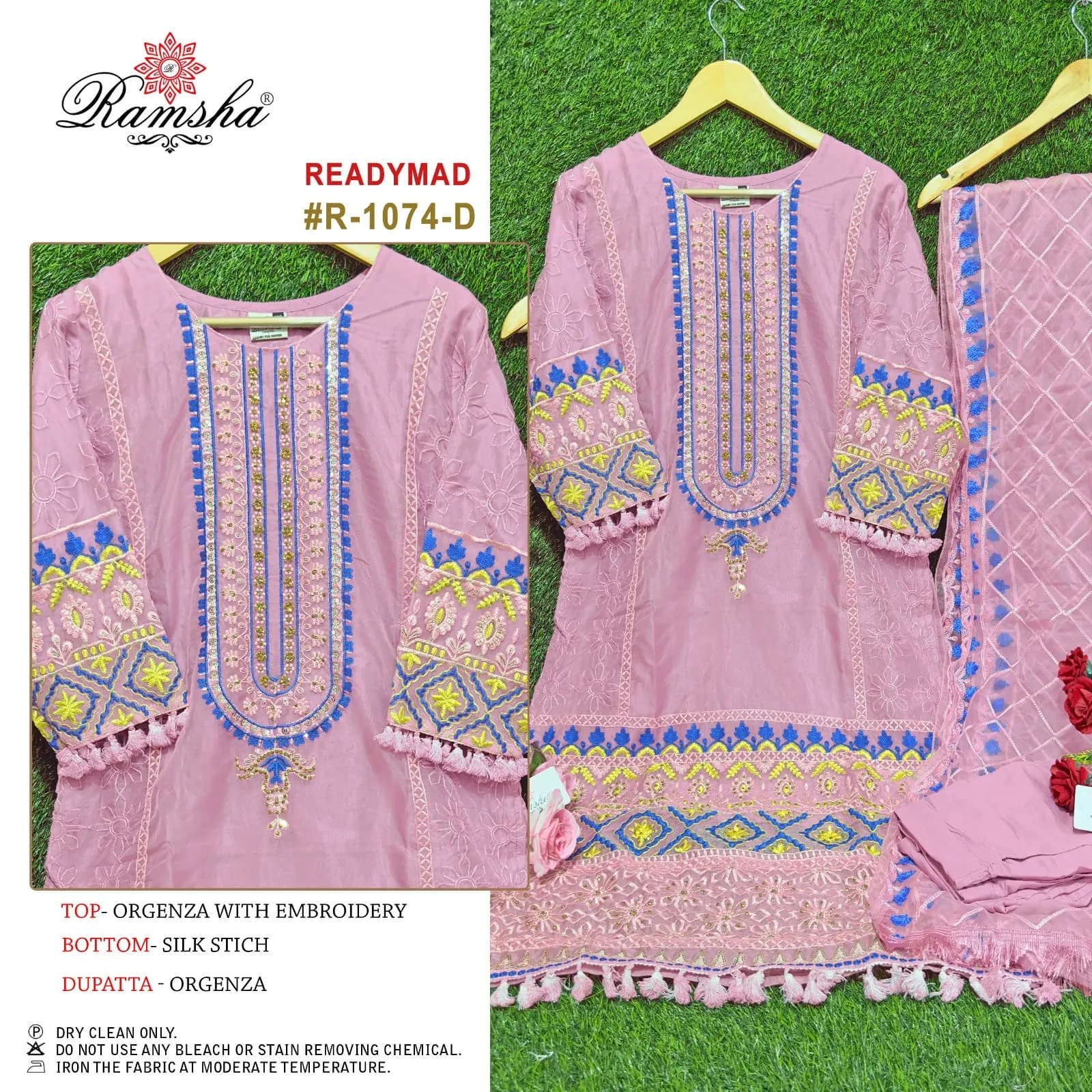 RAMSHA R-1074 Organza Readymade Pakistani Dress For Eid
