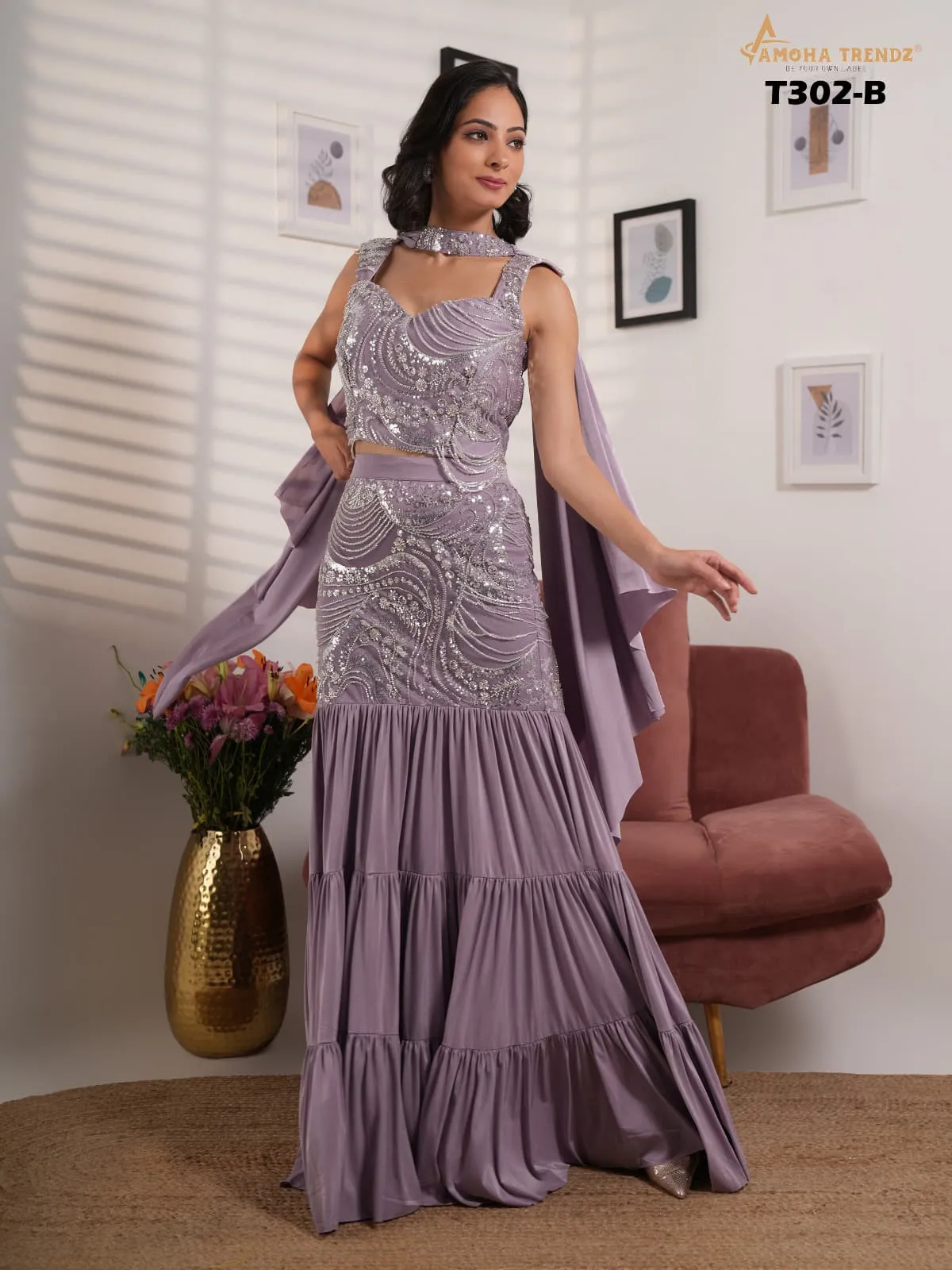Readymade Fancy Crop Top Wedding Wear