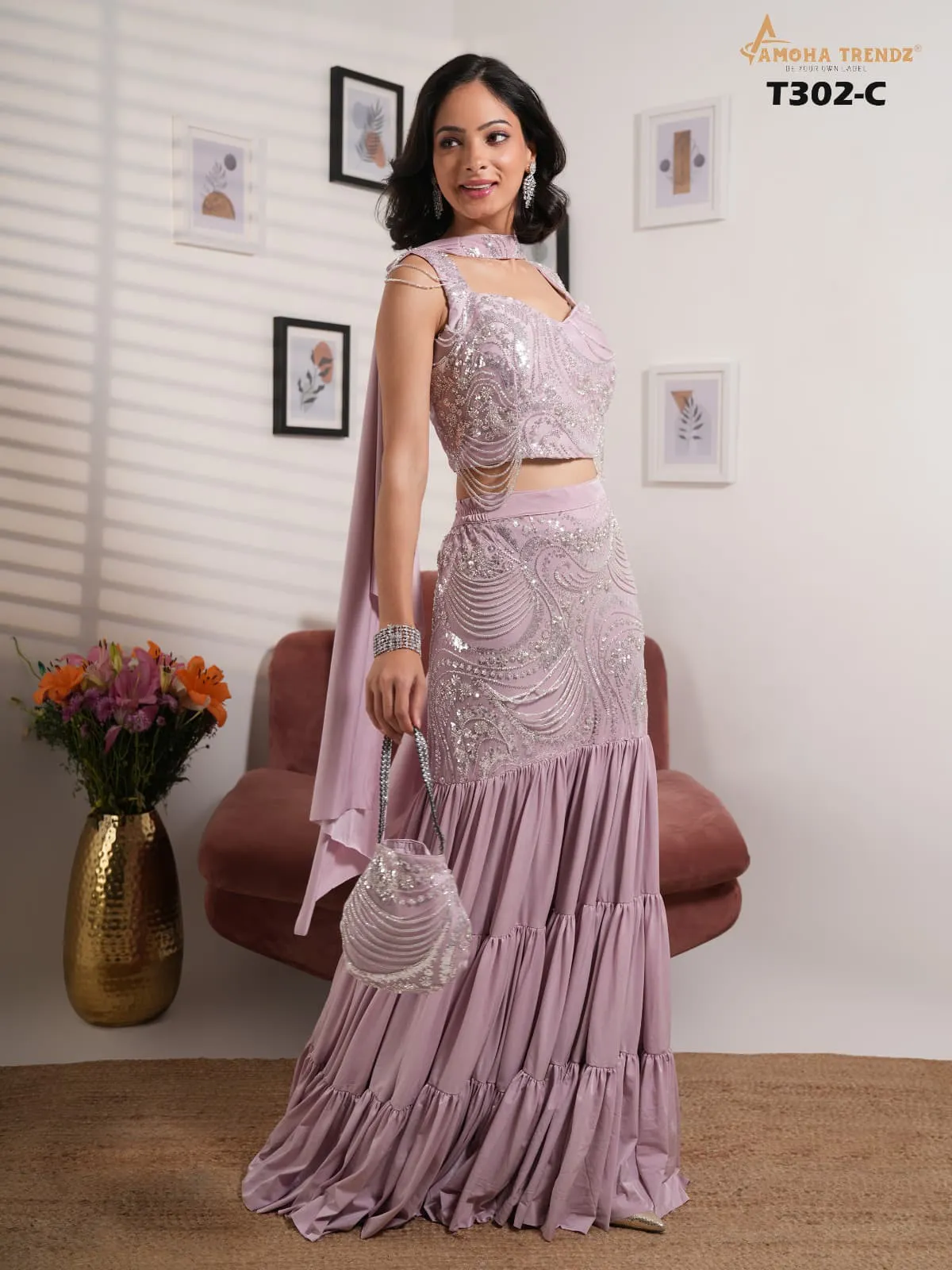 Readymade Fancy Crop Top Wedding Wear