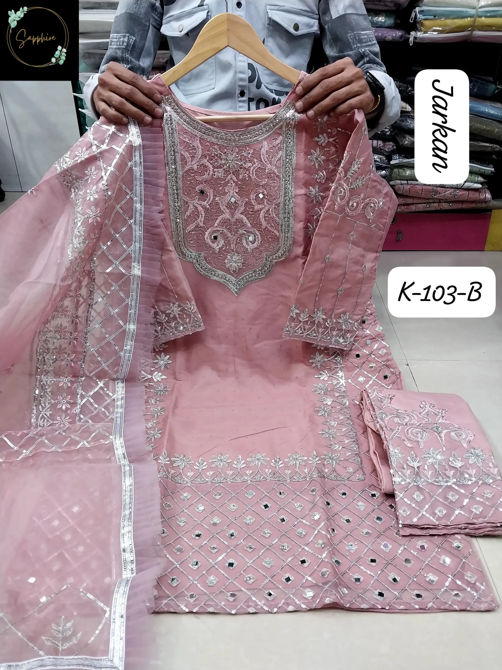 Sapphire K-103 Readymade Organza Pakistani Suit For Eid