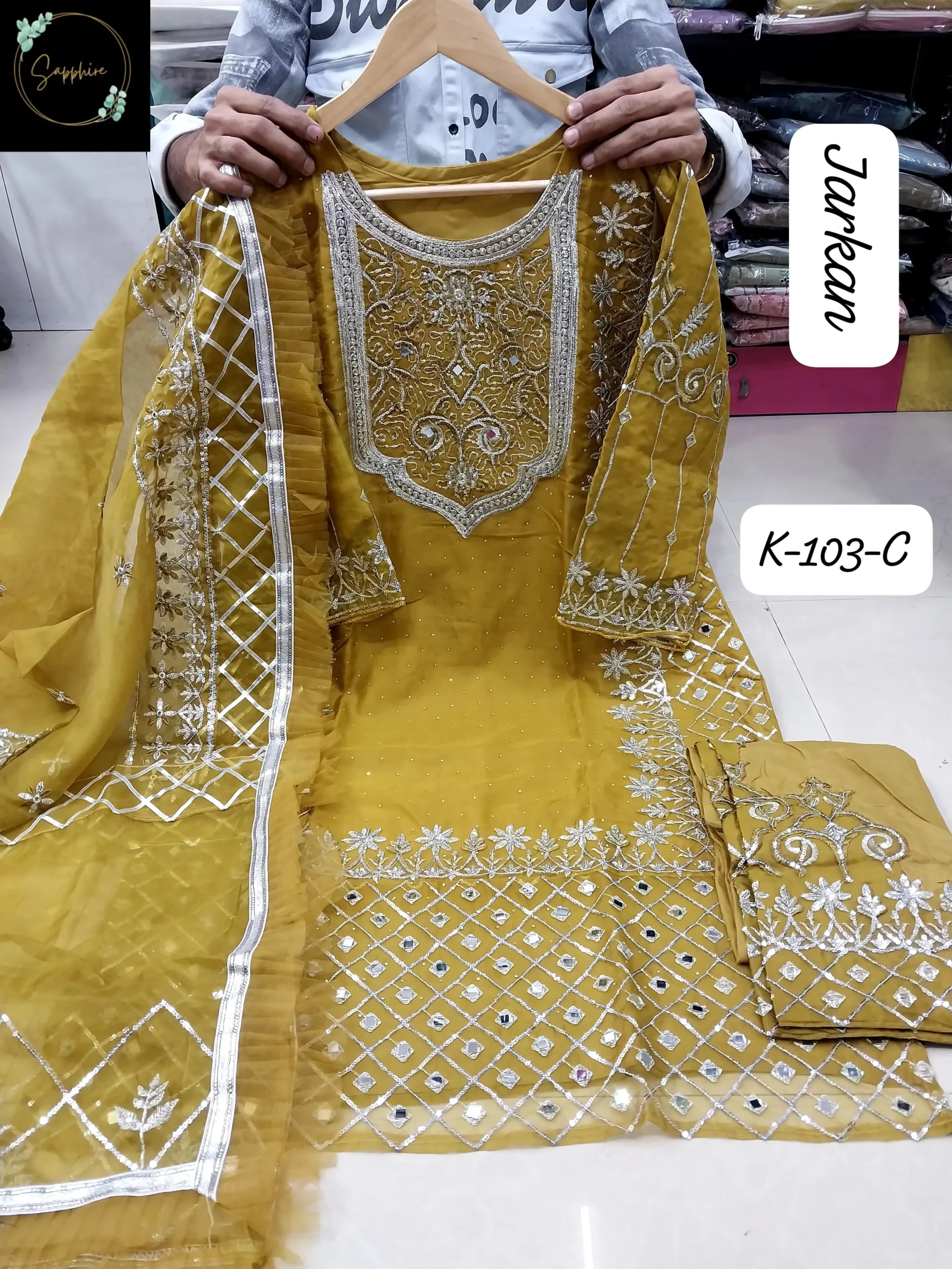 Sapphire K-103 Readymade Organza Pakistani Suit For Eid