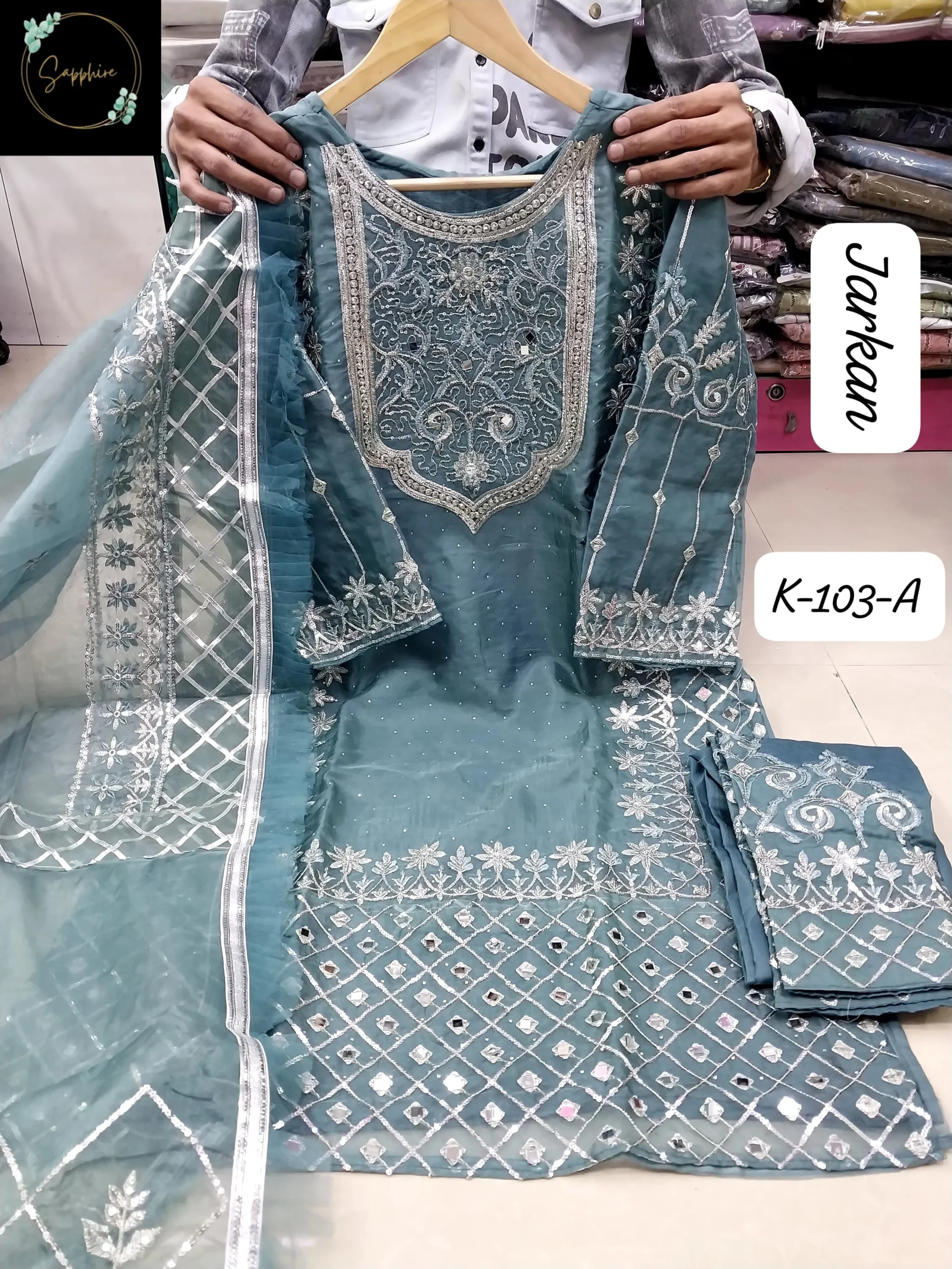 Sapphire K-103 Readymade Organza Pakistani Suit For Eid