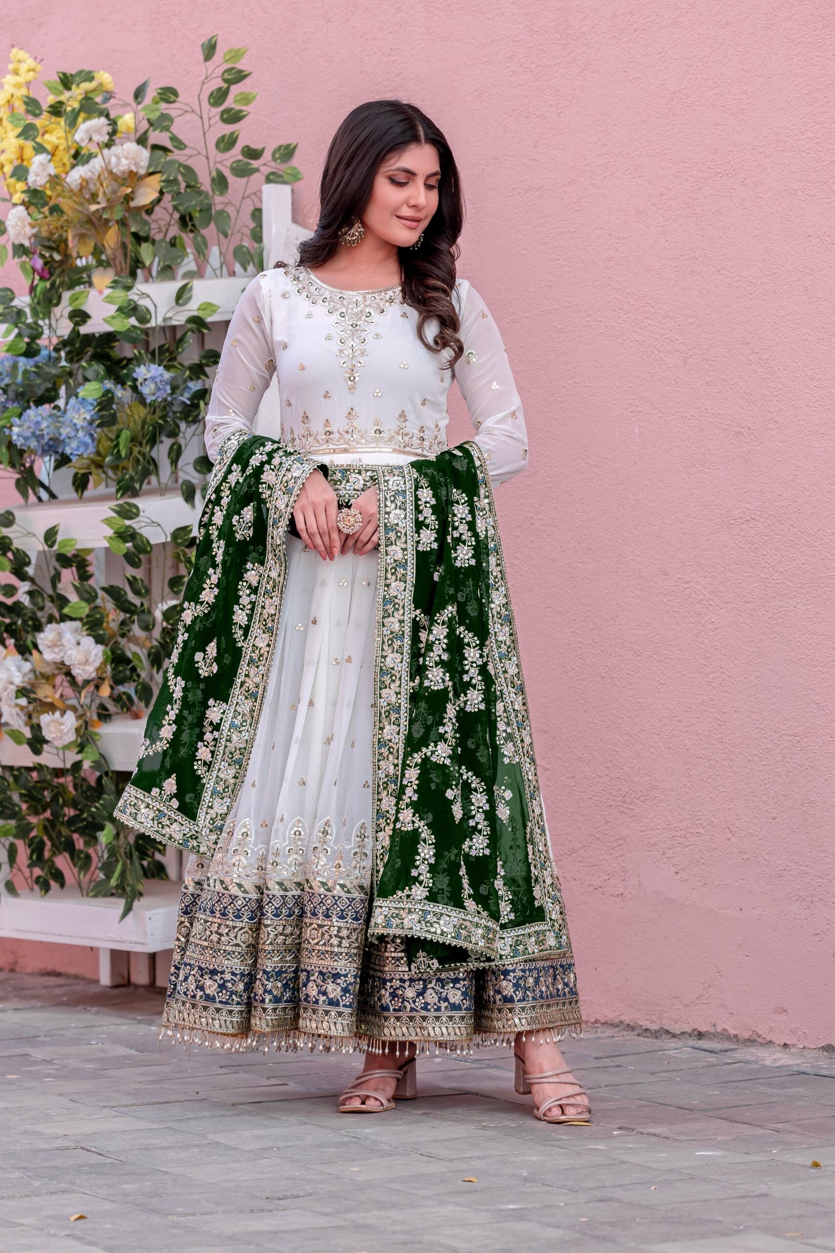 Designer Georgette Anarkali Suit With Dupatta Festive Wear