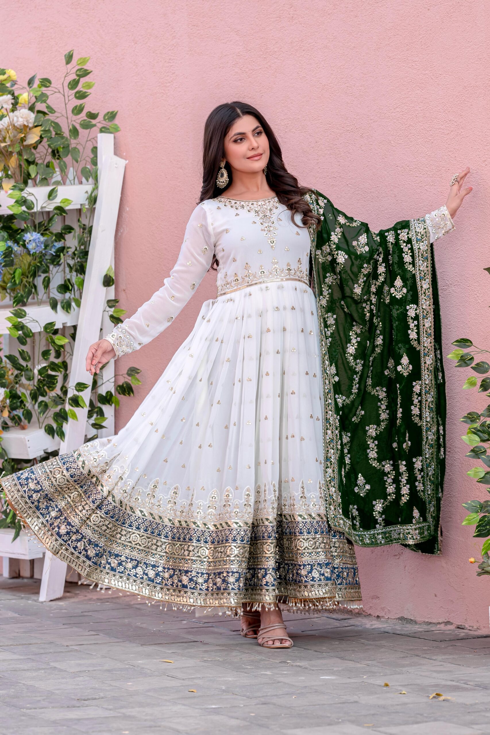 Designer Georgette Anarkali Suit With Dupatta Festive Wear
