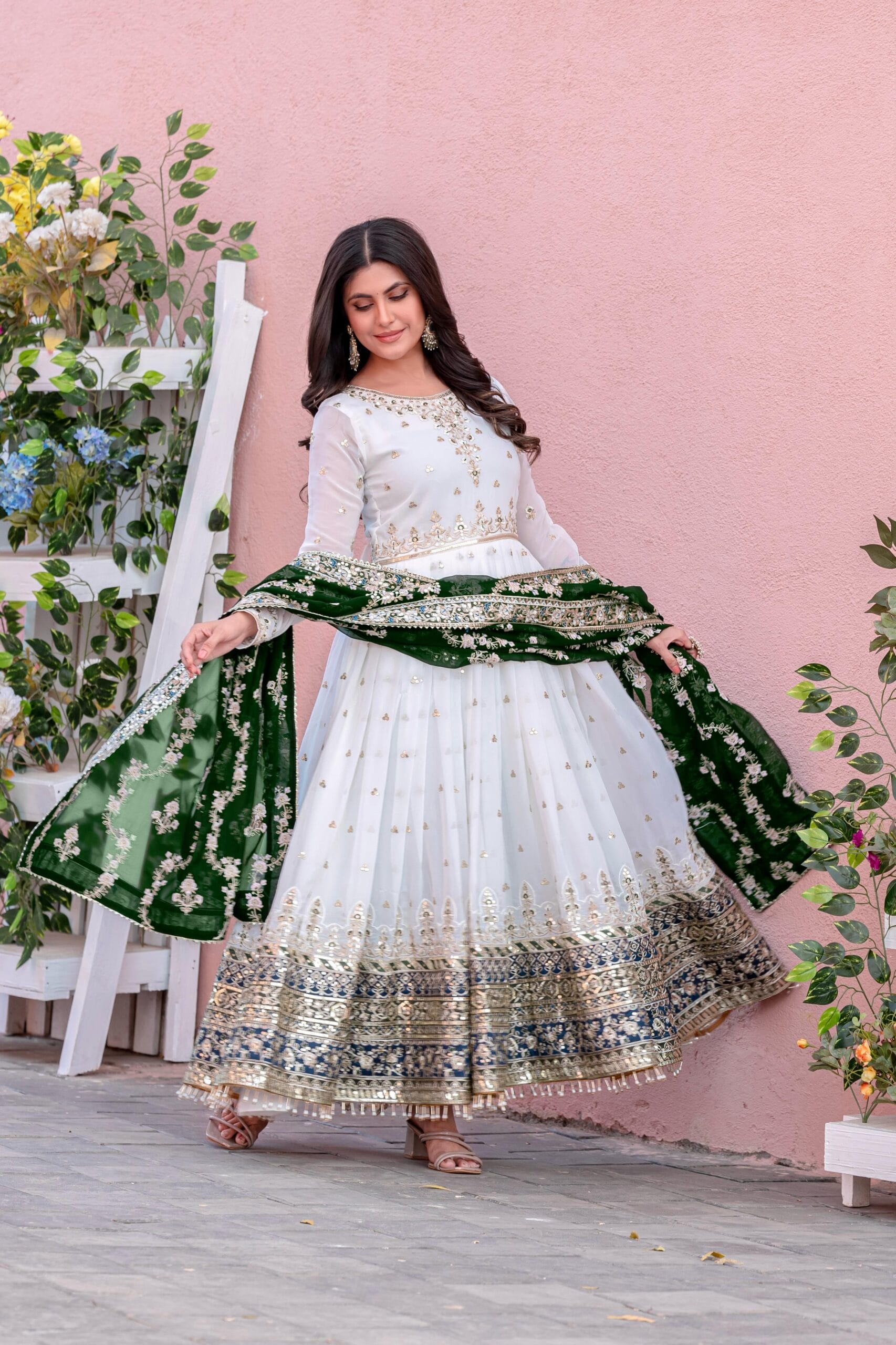 Designer Georgette Anarkali Suit With Dupatta Festive Wear