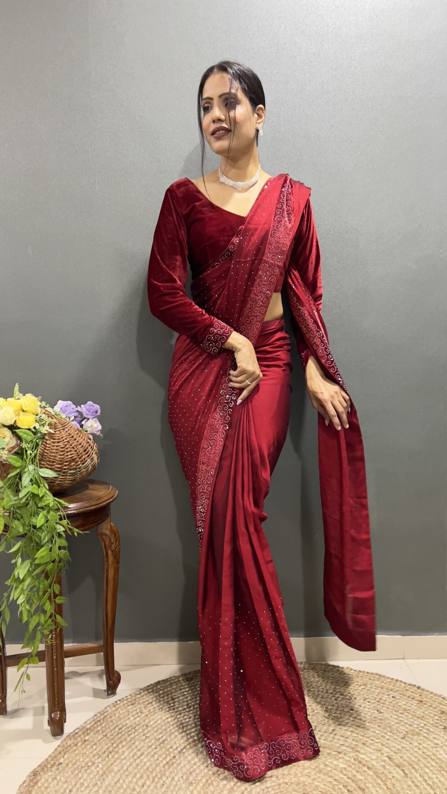Beautiful Ready To Wear Saree With Stitched Blouse For Party Wear