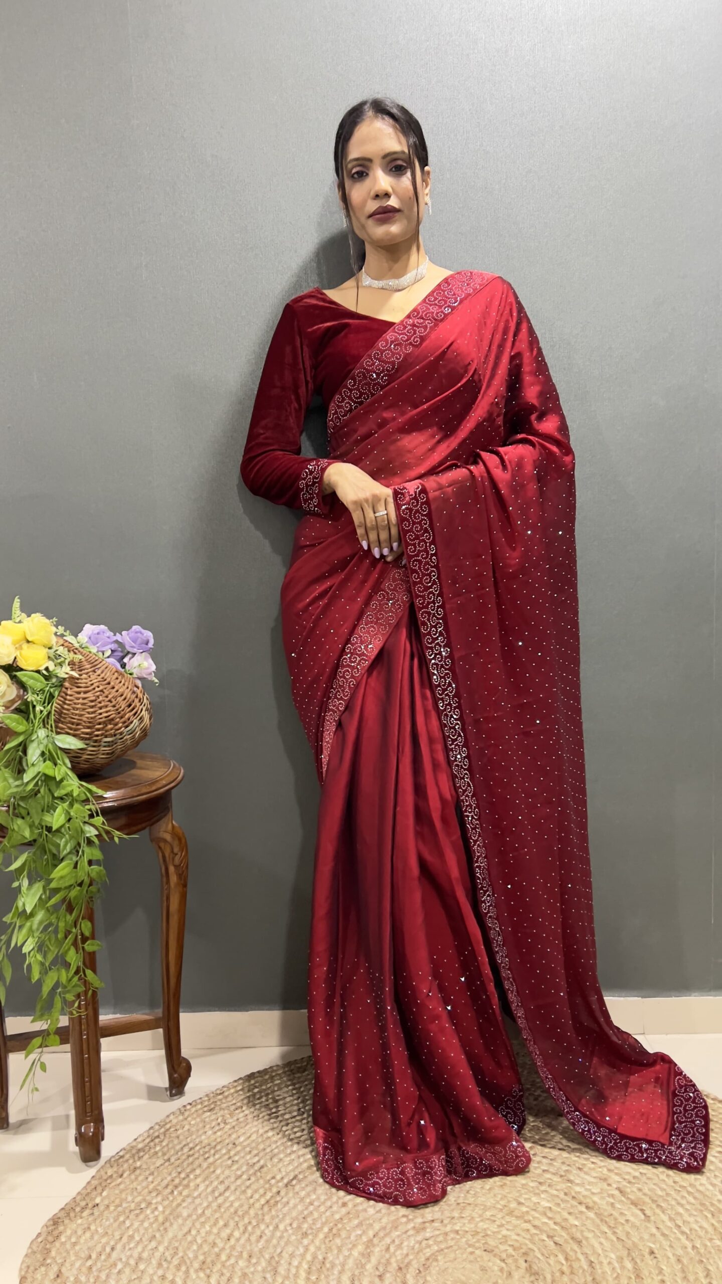 Beautiful Ready To Wear Saree With Stitched Blouse For Party Wear