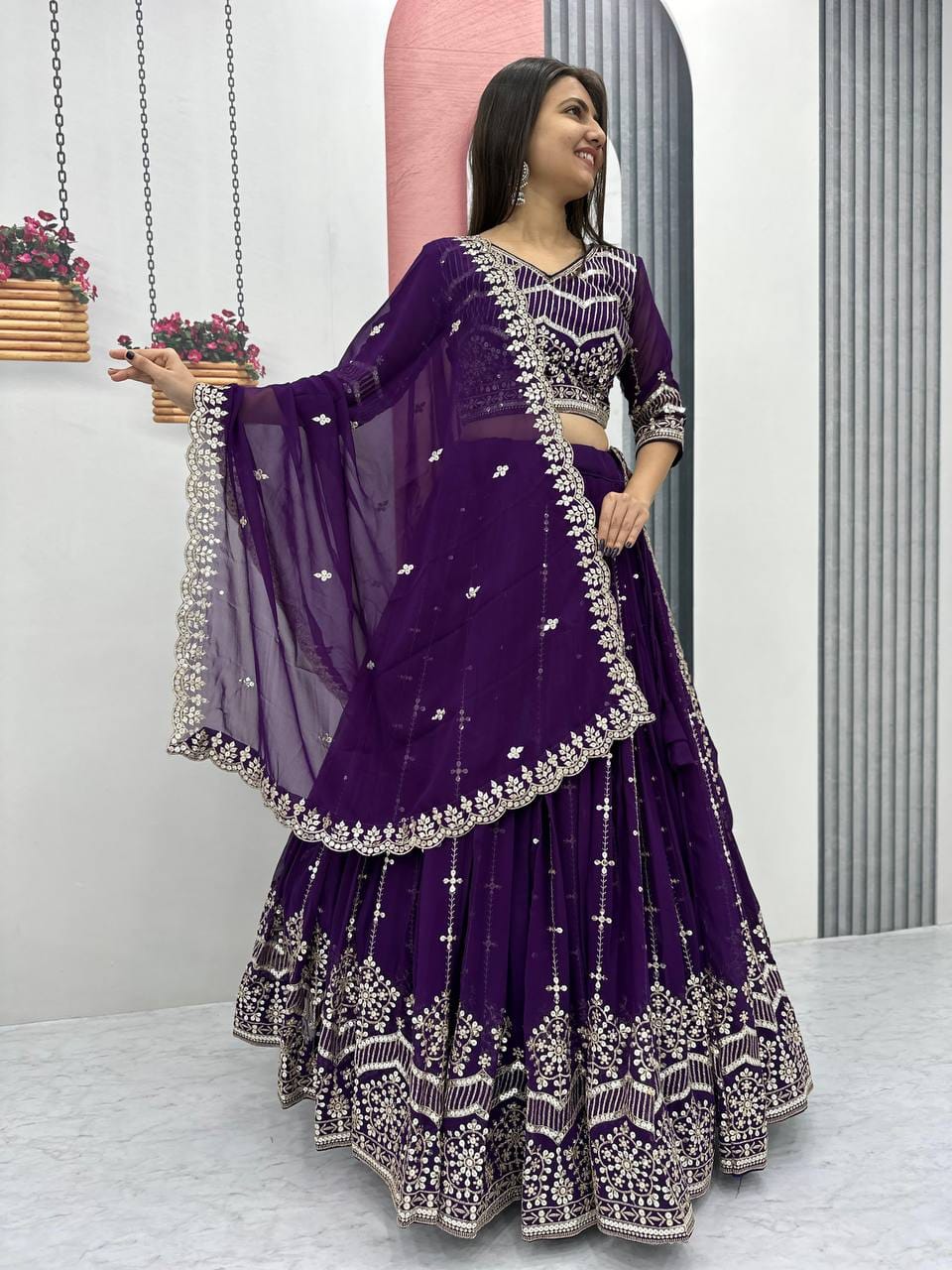 Georgette Bridesmaid Lehenga Choli For Wedding