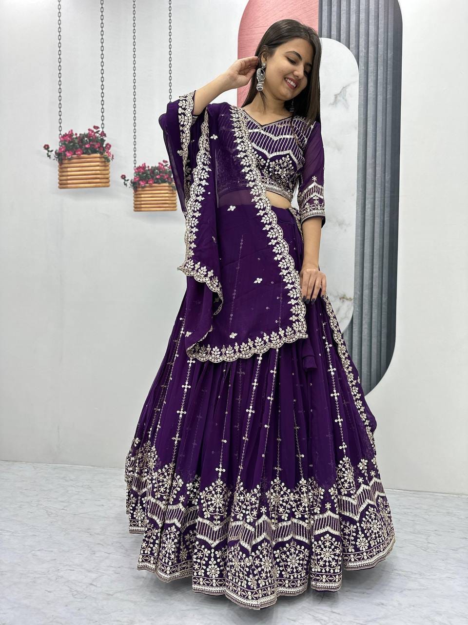 Georgette Bridesmaid Lehenga Choli For Wedding