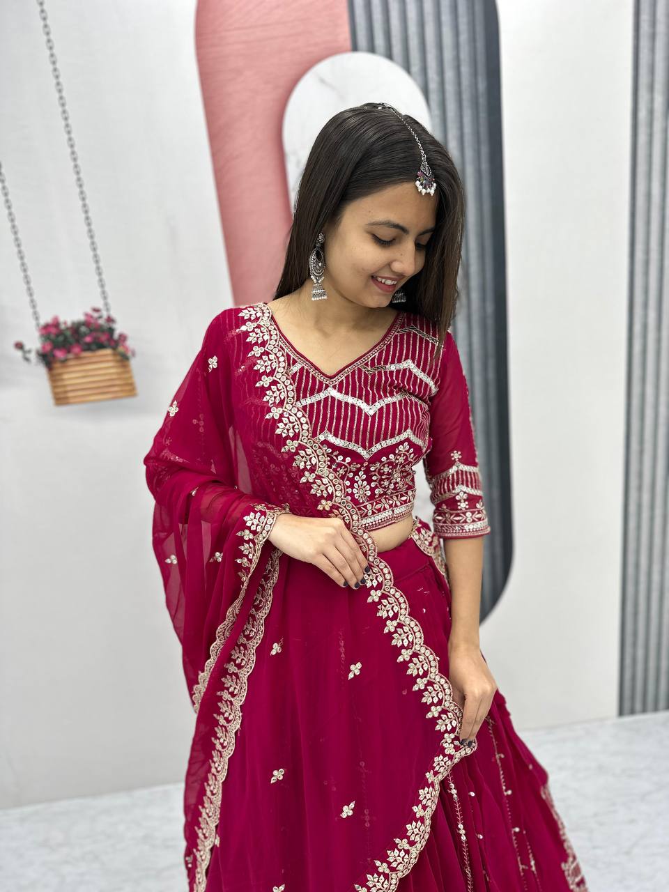 Georgette Bridesmaid Lehenga Choli For Wedding