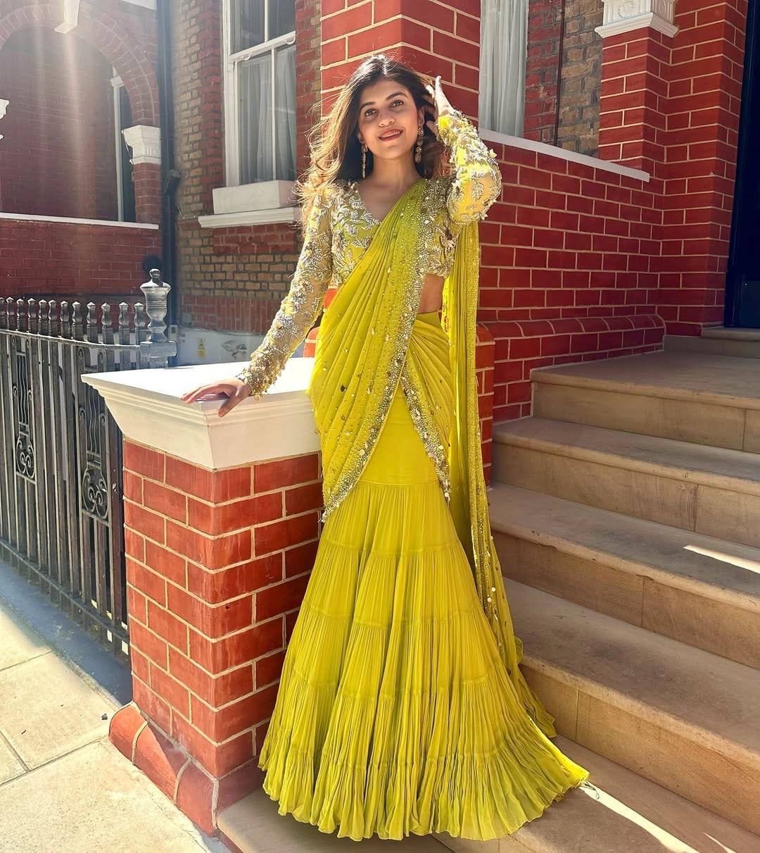 Trending Yellow Lehenga Saree