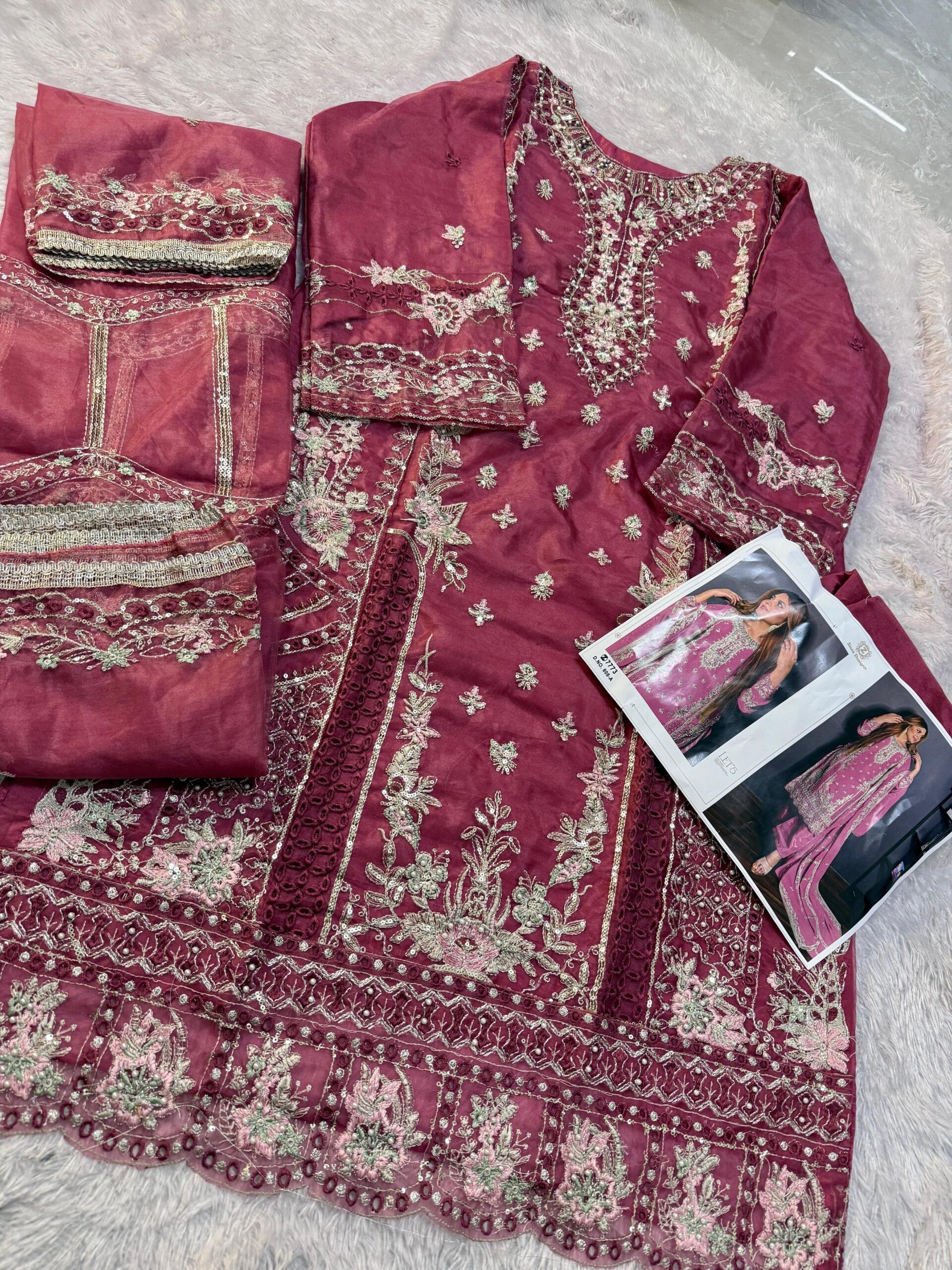 Handwork Organza Pakistani Salwar Suit