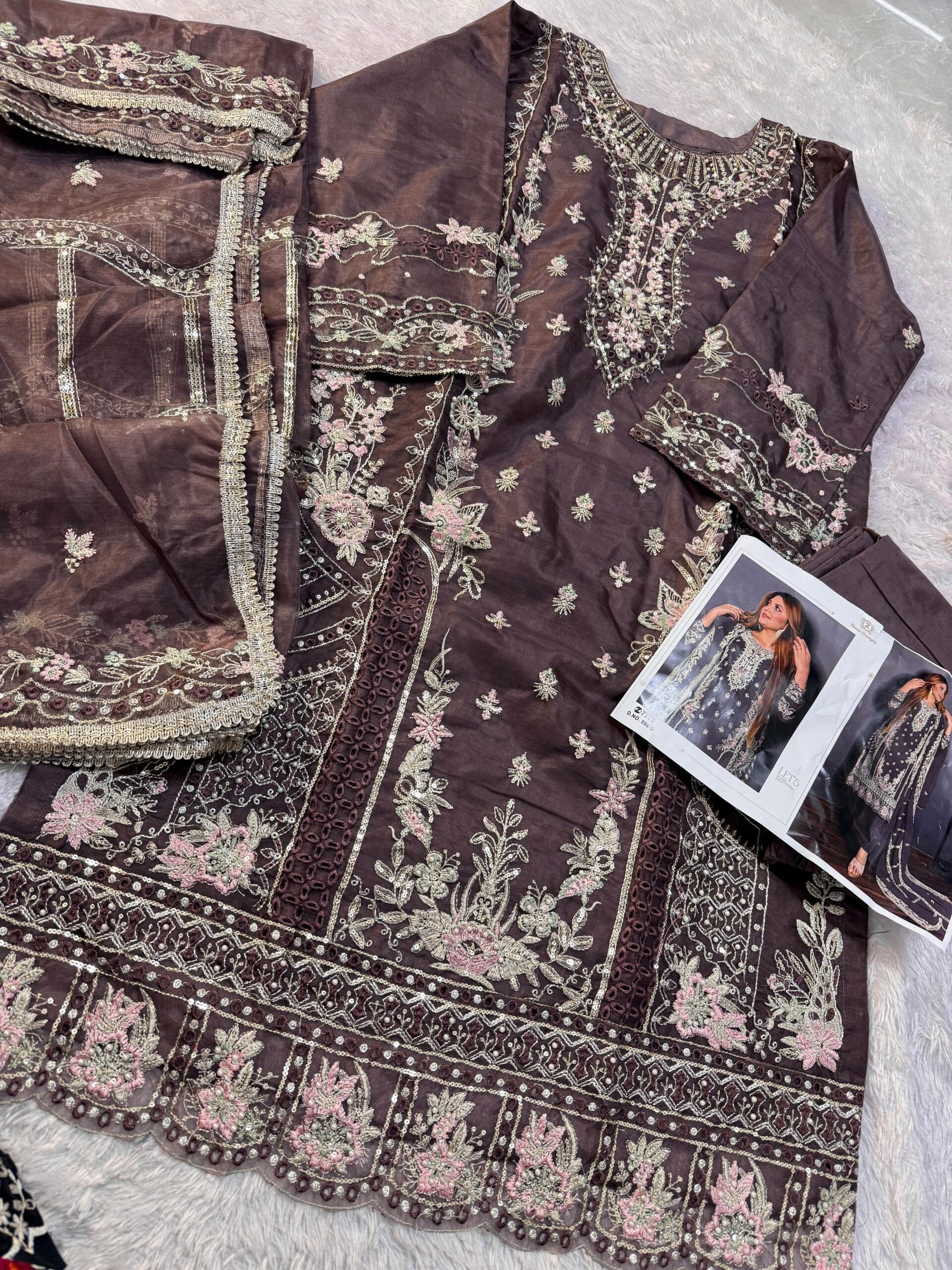 Handwork Organza Pakistani Salwar Suit