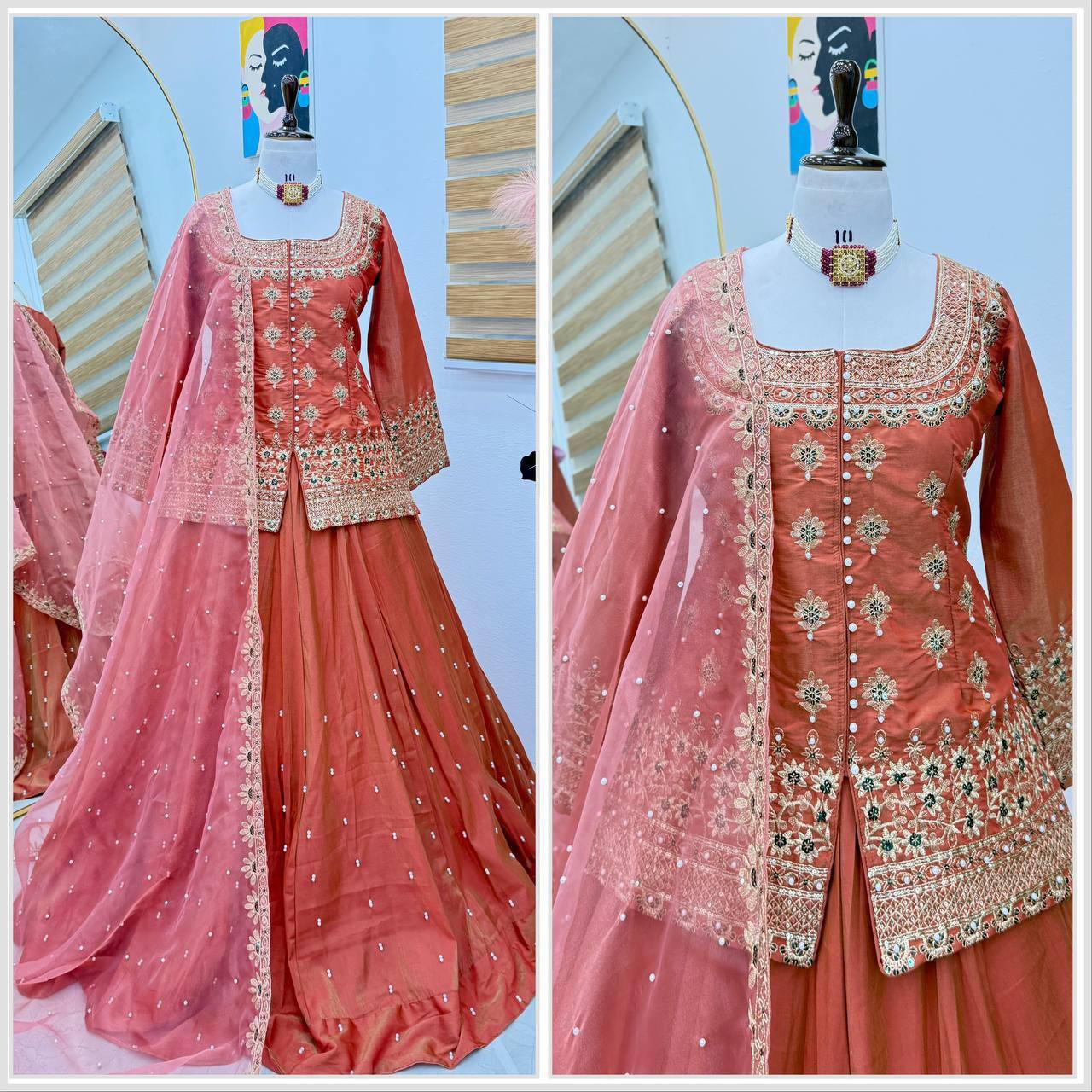Designer Peplum Top With Lehenga For Wedding