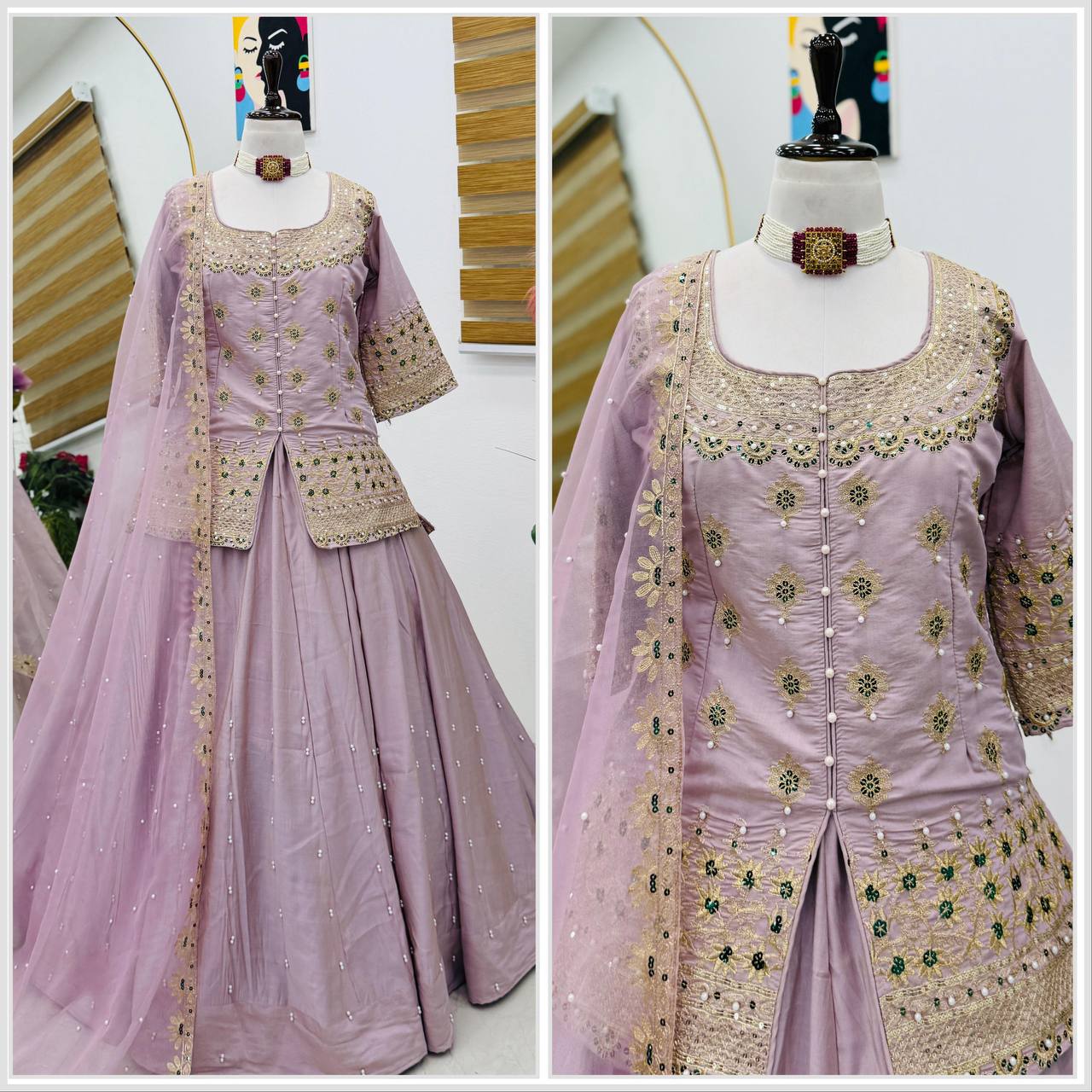 Designer Peplum Top With Lehenga For Wedding