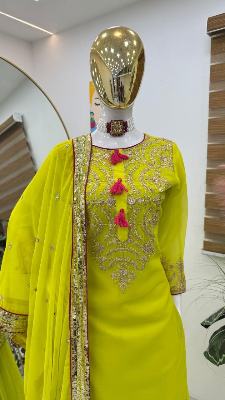 Pista Color Readymade Pakistani Sharara salwar Kameez