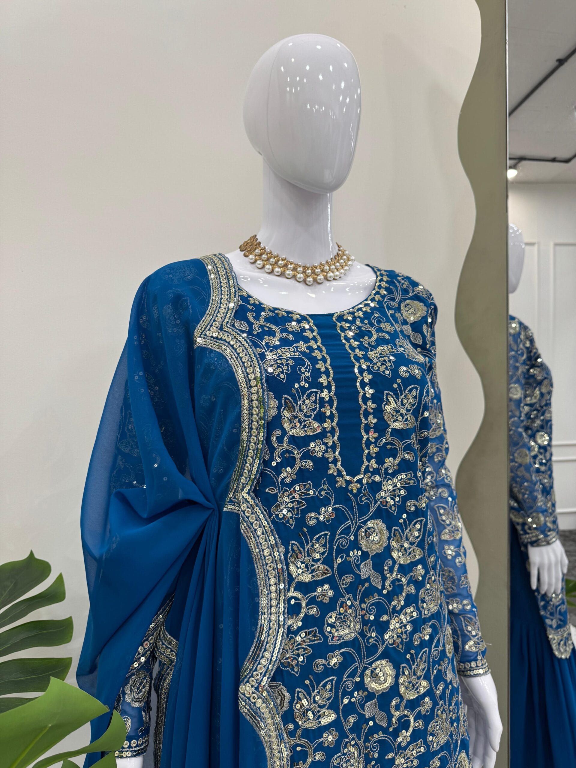 Royal Blue Sharara Salwar Kameez
