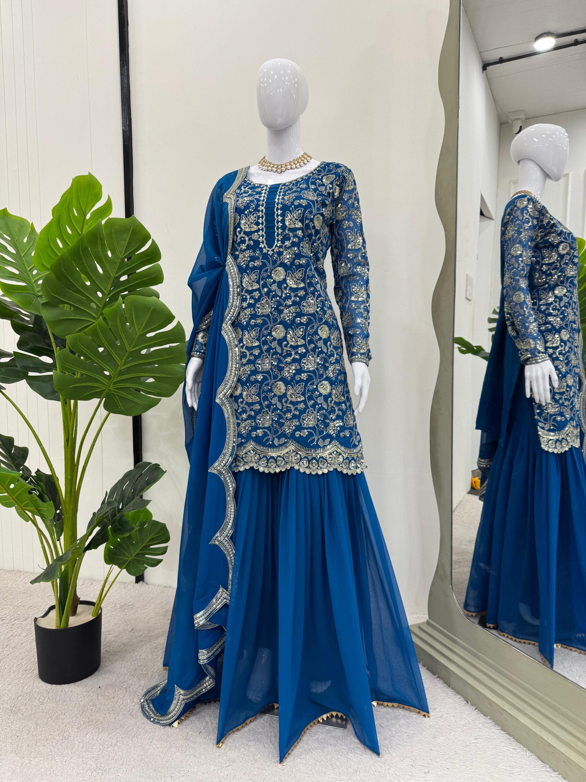 Royal Blue Sharara Salwar Kameez