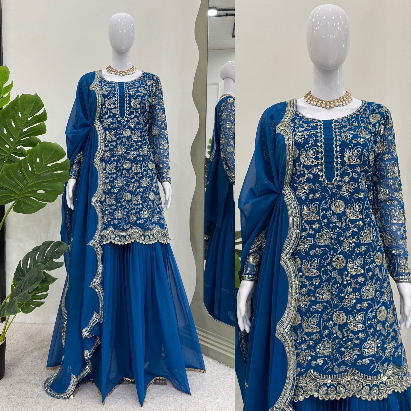 Royal Blue Sharara Salwar Kameez