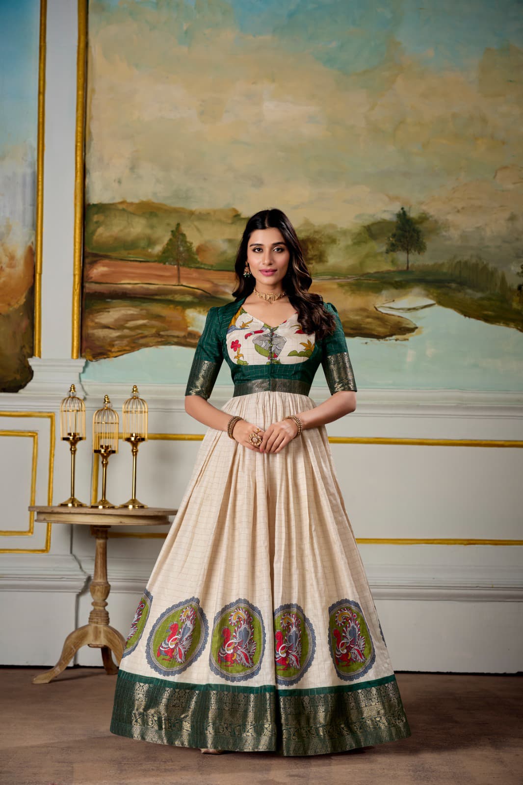 Soft Dola Silk Wedding Gown With Koti