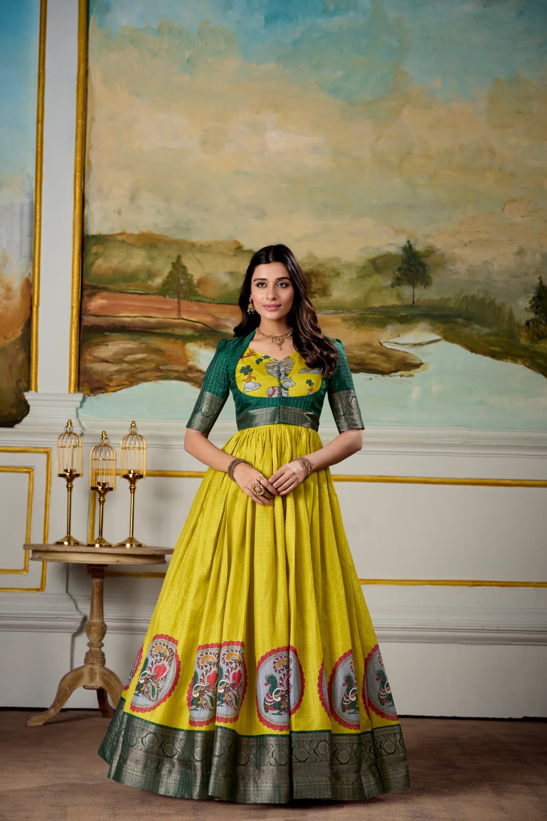 Soft Dola Silk Wedding Gown With Koti