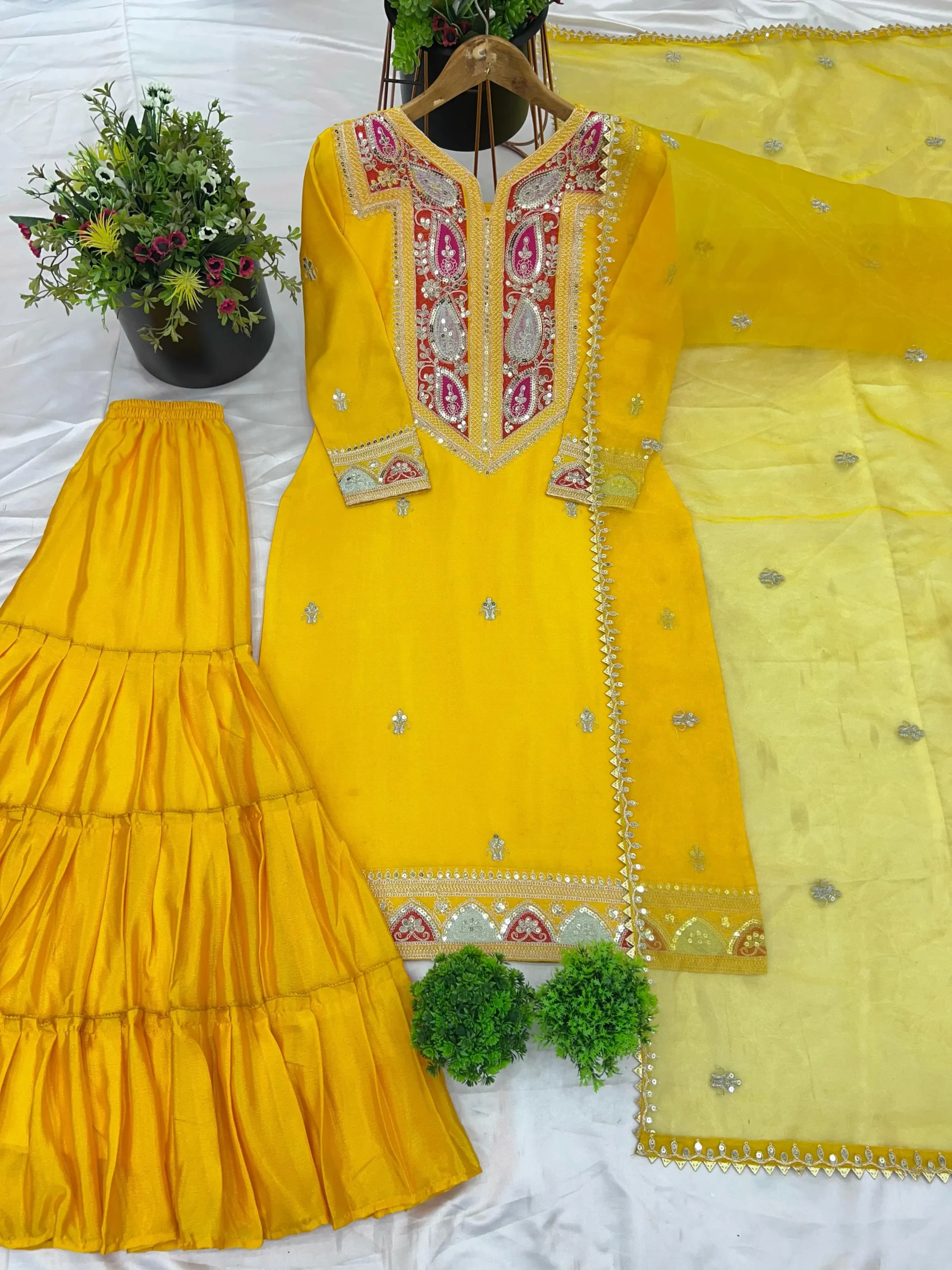 Designer Yellow Color Gharara Suit For Haldi Function